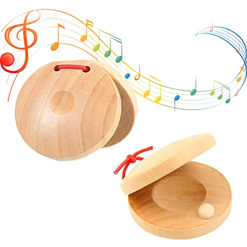 DAPIN 2-pack castanets for kids baby musical instrument wooden ...