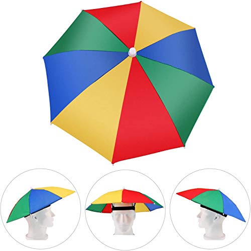 YIQI Kopfschirm Regenschirm Hut Bunt Kopfregenschirm Faltbarer Sonnenschirm Hut Regenschirm Hut Schirmhut Mini…