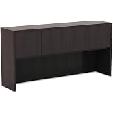Alera Valencia Series Hutch with Doors, 4 Compartments, 64.75w x 15d x 35.38h, Espresso