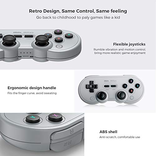 8bitdo Sn30 Pro Wireless Bluetooth Controller With Joysticks Rumble Vibration Usb C Cable Gamepad Compatible With Switch Windows Mac Os Android Steam Gray Edition Pricepulse