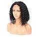 Starr Hair Brazilian Virgin Shorts Deep Kinky Curly Bob Lace Front Wig Glueless Natural Color Middle Part Pre Plucked Natural Hairline with Baby Hair for Black Women (12 Inch)