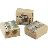 Kum 107.02.01 Wood 2-Hole Steel Blade Pencil Sharpener, Colors Vary