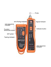 Tóner de red RJ11, RJ45, controlador de cable de red, rastreador de LAN, buscador de red, Cat5, Cat6, con 2 pelacables de red, batería de 9 V y caja de herramientas, naranja
