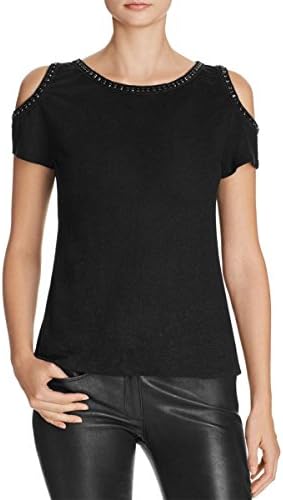 Generation Love Womens Aly Crystal Burnout Beaded Casual Top Black M