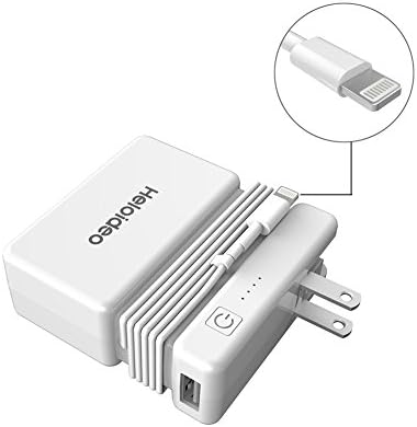 Heloideo 4 in 1 AC Plug 6000mAh Power Bank, Wall Charger with built-in AC Adapter, Lightning Cable and Cell Phone Stand for iPhone 7, iPhone 6s Plus, iPhone SE, iPad Pro, iPad mini 4, iPod tough