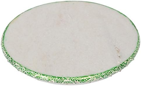 Saudeep India Handpainted Marble Chakla/Marble Roti Maker/Marble Rolling Board(9 Inch Diameter)