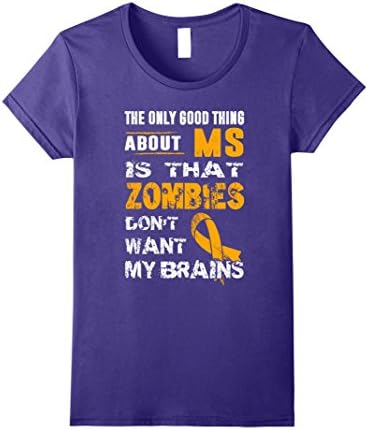 Womens Multiple Sclerosis Awareness Zombie Don't Want My Brains Medium Purple