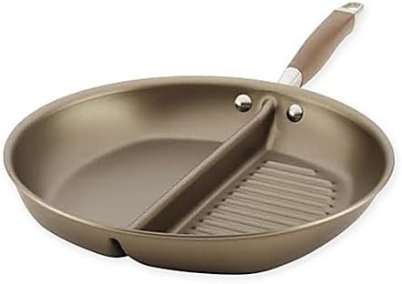 Anolon® Advanced Umber 12.5-Inch Divided Grill and Griddle Skillet | 2 Bronze Tone Nonstick Coating on the Exterior and Interior is Metal Utensil Safe