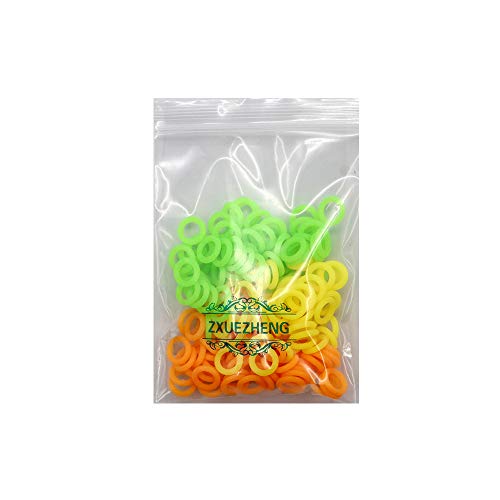 ZXUEZHENG 150 Pack Elasticity Silicone Soft Stitch Ring Markers For Knitting Crochet Etc, (Small Size For Needle Sizes 0-8, Orange, Yellow, Green) - Thumbnail 6