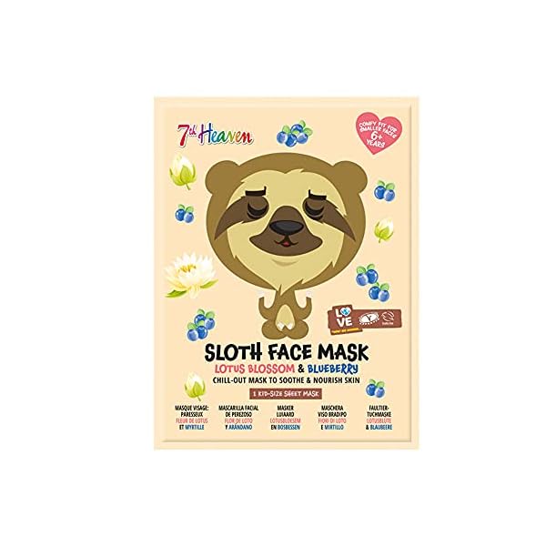 7th-Heaven-Sloth-Face-Sheet-Mask-with-Lotus-Blossom-and-Blueberry-to-Soothe-and-Nourish-Skin 7th Heaven Sloth Face Sheet Mask with Lotus Blossom and Blueberry to Soothe and Nourish Skin (Ages 8+)