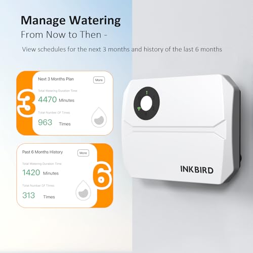 Inkbird IIC-400 4-Zone WiFi Irrigation Control Unit, Automatic WiFi Irrigation Programmer for Garden, APP Control, Integrated Non-Volatile Memory, Seasonal Adjustment, Manual Mode Support