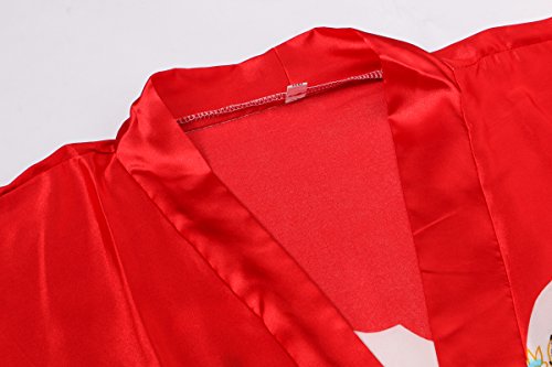 Old-to-new Women's Long Kimono Robe Silk Bathrobe with Pockets-Multi-Pattern,Pagoda Red L - Thumbnail 2