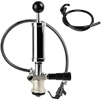 Watflow Keg Party Pump, American D System Beer Keg Tap Party Pump, 4 Inch Picnic Pump with Black Beer Faucet & Beer Hose, Chr