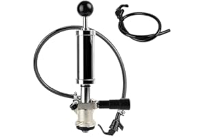 Watflow Keg Party Pump, American D System Beer Keg Tap Party Pump, 4 Inch Picnic Pump with Black Beer Faucet & Beer Hose, Chr
