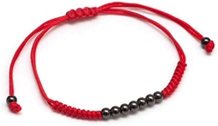 ZENGER Rhodium Plated Beads Macrame Bracelet (Red)