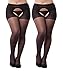 CURRMIEGO Women Sexy Open Crotch Tights Plus Sized Crotchless Pantyhose Stocking (Black 2Piars, Plus Size)