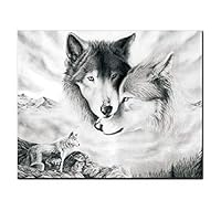 AEVIO Wolf Wall Art Canvas Print Poster Black and White Wolves Photography Art Decor for Living Room Bedroom (Unframed, 16x20 Inches)