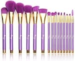 Qivange Makeup Brush Set, Professional Foundation Powder Eyeshadow Brushes(Purple with Gold, 15 PCS)