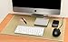 Computer Leather Desk Pad, Stylish Mat Cover, Reversible Color Design Brown to Khaki, 18x24 Inches