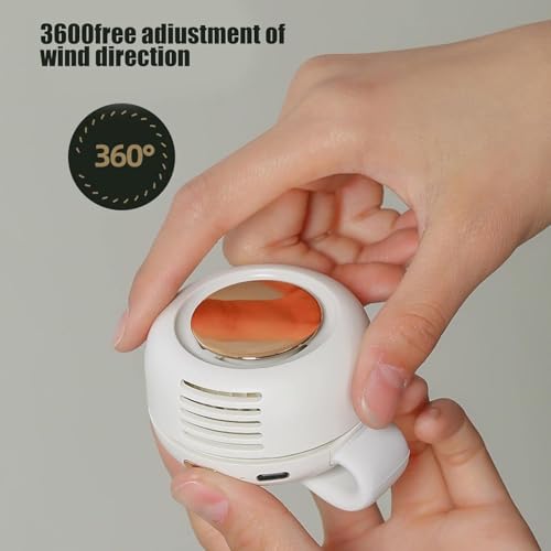 Portable Silent Mini Bladeless Electric Fan,Mini Whirlwind Fan for Waist Clip Fan, 3 Speeds Hands-Free Neck Fan,Suitable for Outdoor & Travel & Office, Travel Accessories, Gift (White)