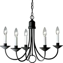 Progress Lighting P4008-31 5-Light Chandelier, Textured Black