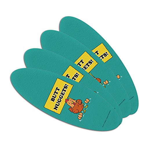 Butt Nuggets Chicken Eggs Funny Humor Double-Sided Oval Nail File Emery Board Set 4 Pack