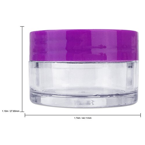 Beauticom 20G/20ML Clear Round Sample Jar Containers with Mixed Color Lids (Red, Green, Purple, Blue) for Lotion, Creams, Toners, Lip Balms, Cosmetic, Makeup - BPA Free (4 Packs (48 Pieces))