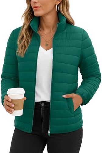 Anienaya Women's Lightweight Quilted Jacket Stand Collar Zip Warm