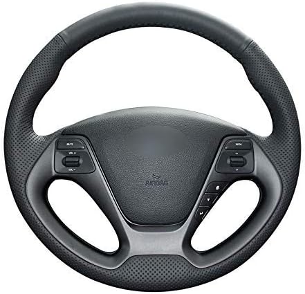 Handstitched black leather for steering wheel cover for Kia K3 2013-2018 Ceed Ceed 2014 Cerato Forte Koup Forte5
