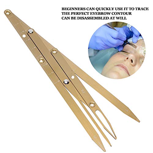 Tattoo Eyebrow Ruler, Microblading DIY Ruler Calipers Microblading Supplies Shaper Ruler Golden Ratio Makeup Symmetrical Tool Accessory(Gold)