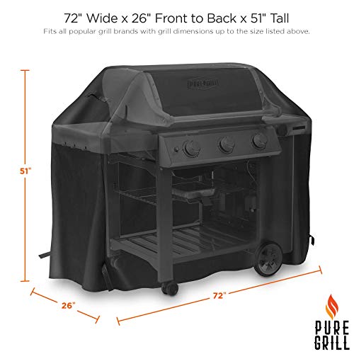 Pure Grill 72-Inch BBQ Grill Cover - Universal Fit for AllÂ Barbecue Gas Grill Brands -Â Heavy-Duty, Waterproof, Fade Resistant Fabric