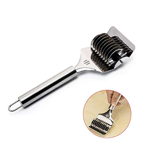 Noodle Lattice Roller, OFFTESTY Stainless Steel Dough Cutter High Grade Noodles Cut Knife Kitchen Cooking Tool