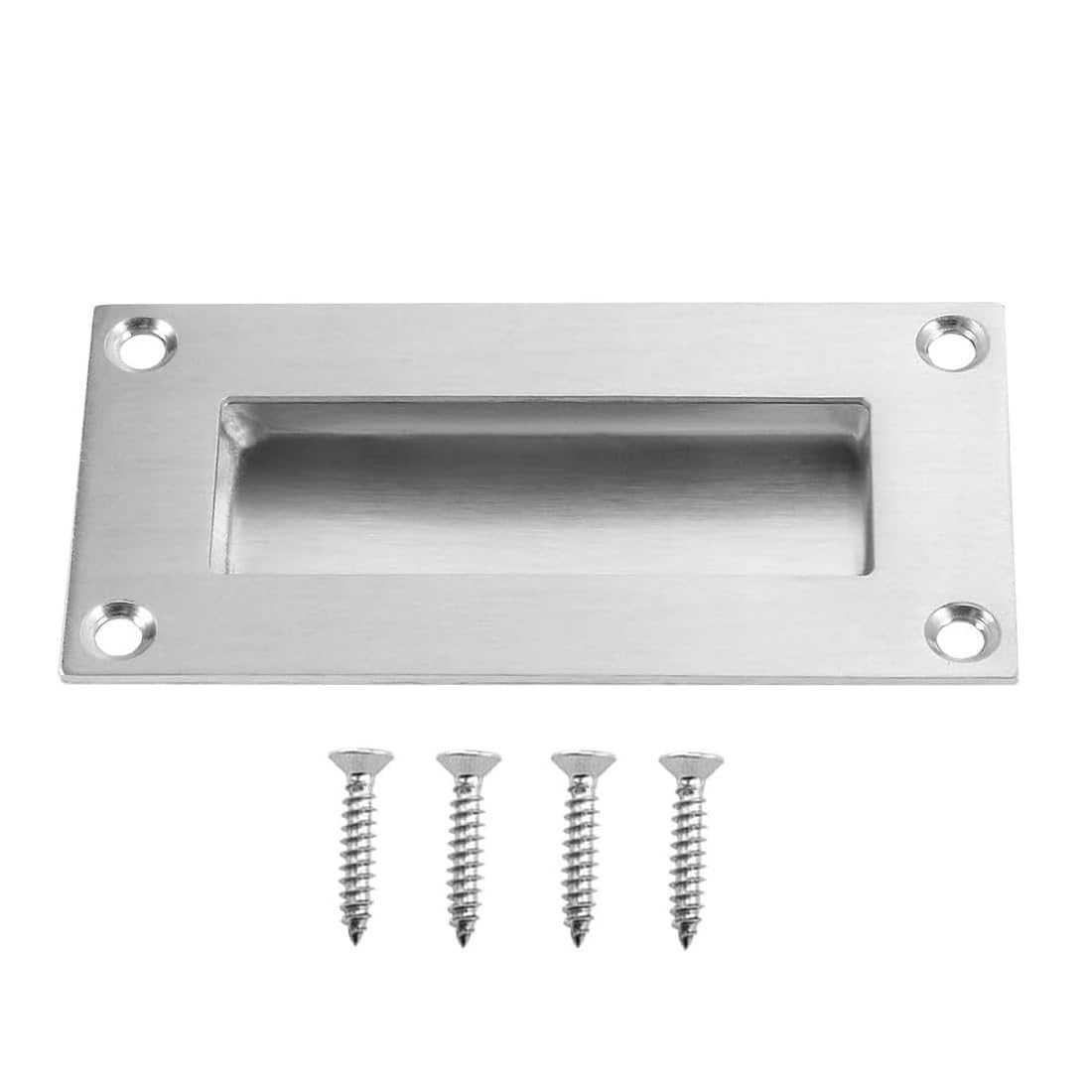 MiJunHD Recessed Flush Door Handles Stainless Steel Cabinet & Furniture Door Pulls Silver 102x51mm Rectangle Handles/Pulls for Interior & Closet Doors — image 1