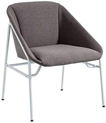 Générique Fauteuil En Tissu Gris Foncé Pieds Métal Blanc