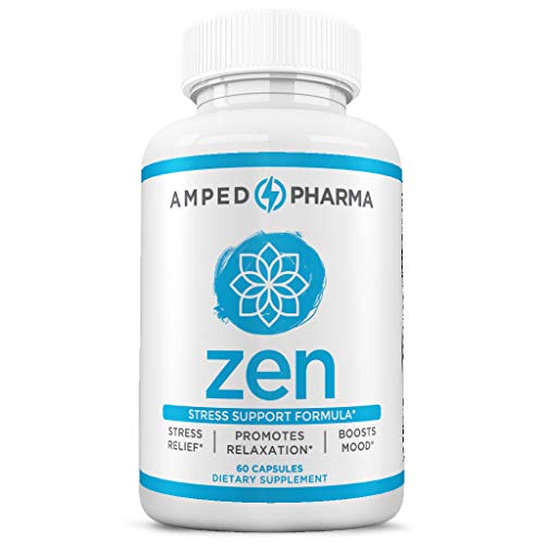 Anti-Anxiety Formula - Enhance Mood Manage Stress - Scientifically Formulated for Anti-Anxiety - Natural, Non-GMO & Gluten-Free - Premium 60 Veggie Capsules - Amped Pharma Zen