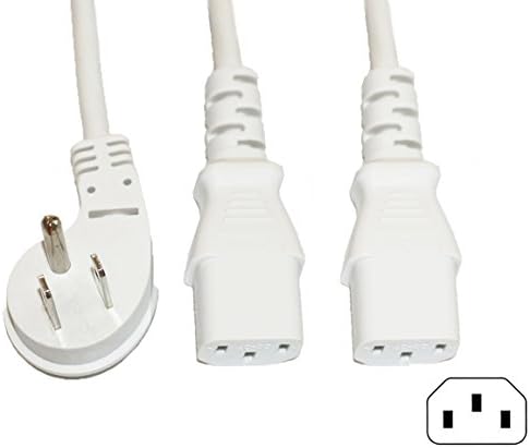 Firmerst Standard Power Cord Y Splitter Cable White