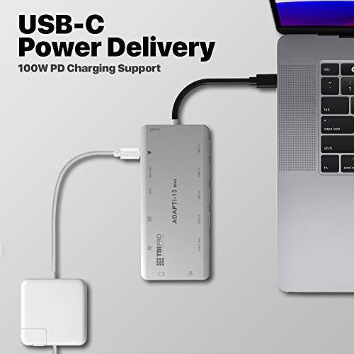 [Latest 2020] USB C Hub 13-in-1 with 4K Type C to 2X HDMI, VGA, 100W Charging, 3 USB 3.0, 3.5mm mic Audio Jack, SDXC/Micro SD Card Reader, Ethernet. USB-C Adapter for Type-C MacBook Air Pro, DELL, HP - Thumbnail 4