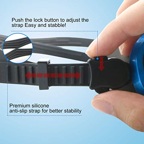 Aquior Blue Swim Goggles, Big Frame Swimming Glass Leakproof Anti Fog UV Protection, 180 Wide-Vision Swim Mask Goggles for Adult Youth Men Women - Thumbnail 3