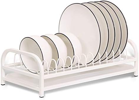 Kitchen Counter Dish Rack and Drainboard Set, Cutlery Storage Drain Rack, Sink Drying Rack, Iron, White WANGYUE