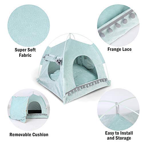 Pet Tent Cave Bed for Cat Small Dog, 19x19x19 in, with Removable