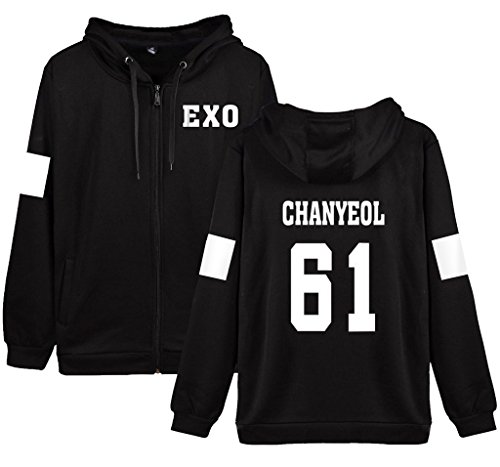 K-pop EXO Zipper Hoodie Kris Suho Tao Chen Sweater Pullover Coat