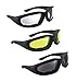 HiSurprise 3 Pair Motorcycle Riding Glasses Smoke Clear Yellow