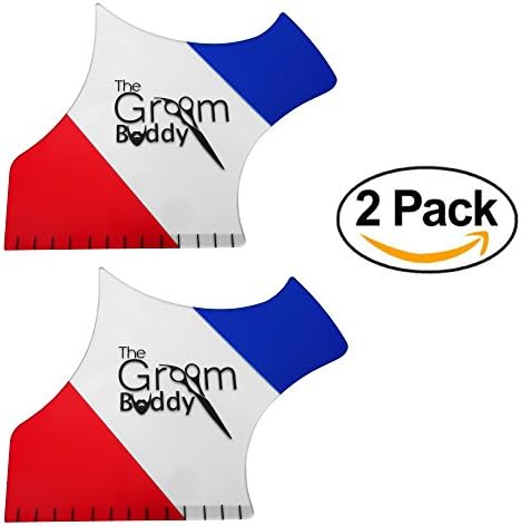 Hair Shaping Tool Styling Template 2 Pack The Groom Buddy for Men's Hairline and Beard - Perfect Symmetric Lines and Trims for Men. Flexible Tool for a Beard Mustache Goatee Side Burns Neck Line ups