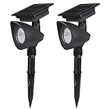 Brightown 30 Lumens Solar Landscape Spotlights, Integrated Waterproof Wireless Auto on/off for Path Yard Garden Driveway Porch Walkway Pool Patio Pack of 2, Natural White