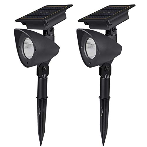 Brightown 30 Lumens Solar Landscape Spotlights, Integrated Waterproof Wireless Auto on/off for Path Yard Garden Driveway Porch Walkway Pool Patio Pack of 2, Natural White