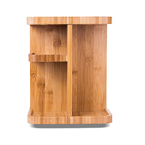 SMAGREHO 360° Bamboo Cosmetic Organizer, Multi-Function Storage Carousel for Makeup, Toiletries ¡ª Great for Vanity, Desk, Bathroom, Bedroom, Closet, Kitchen
