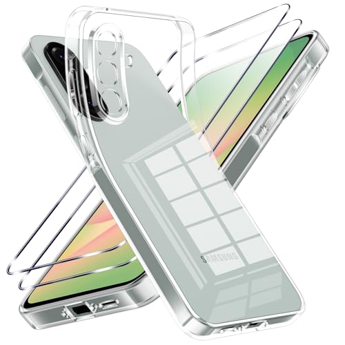 Viojrlra Case for Samsung Galaxy A56 5G with 2 Pieces Tempered Glass Screen Protector, Transparent Soft TPU Silicone Case, Anti-Shock, Anti-Scratch Case for Samsung A56