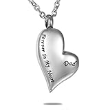 HooAMI Dad Forever in My Heart Cremation Jewelry Keepsake Memorial Urn Necklace