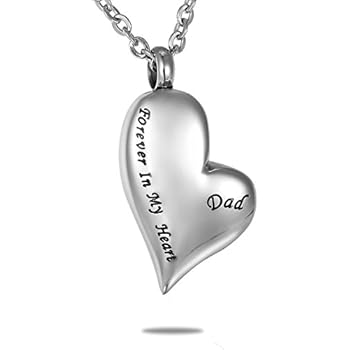 HooAMI Dad Forever in My Heart Cremation Jewelry Keepsake Memorial Urn Necklace