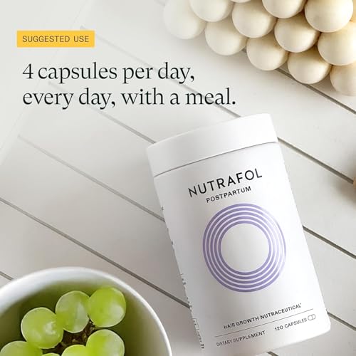 Nutrafol Postpartum Hair Growth Supplements, Clinically Tested for Visibly Thicker Hair and Less Shedding, Breastfeeding-friendly